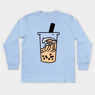 a wave of milk tea Kids Long Sleeve T-Shirt